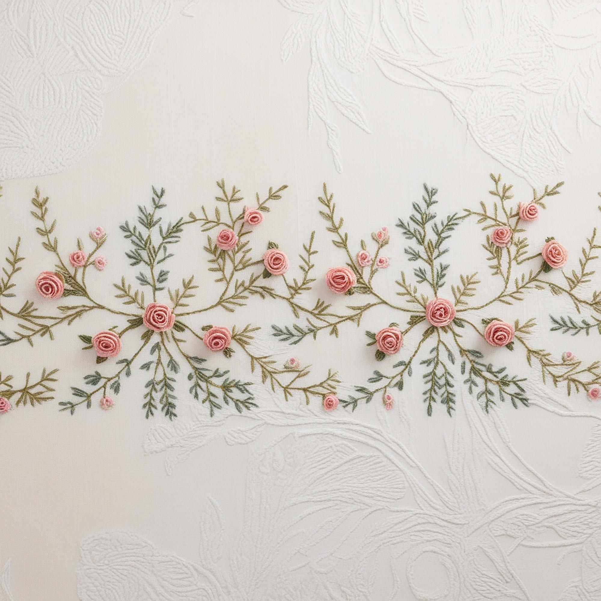 floral embroidered linen panel